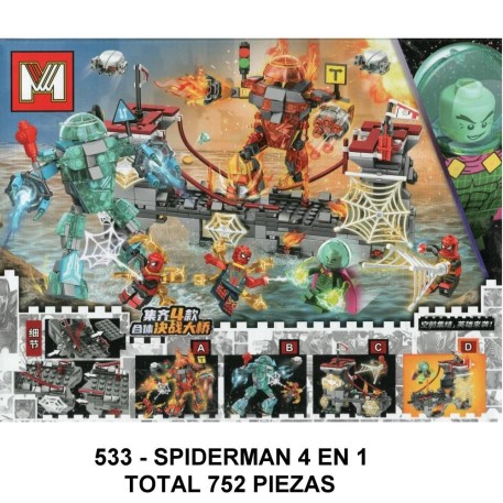 SPIDERMAN 4 EN 1 - TOTAL 752 PIEZAS -A3