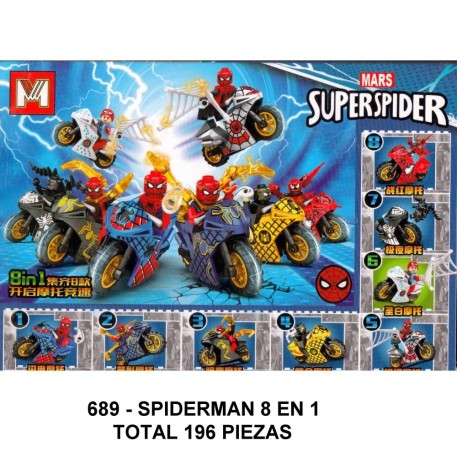 SPIDERMAN MOTOS 8 EN 1 - TOTAL 196 PIEZAS - B2