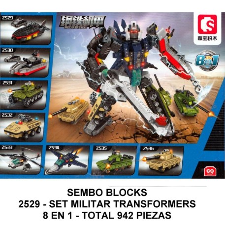 SET DE GUERRA TRANSFORMERS 8 EN 1 - TOTAL 942 PIEZAS - E1