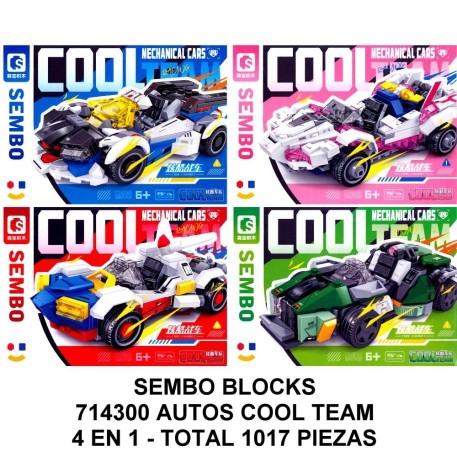 AUTOS COOL TEAM 4 EN 1 - TOTAL 1017 PIEZAS - PRECIO X MODELO - E2