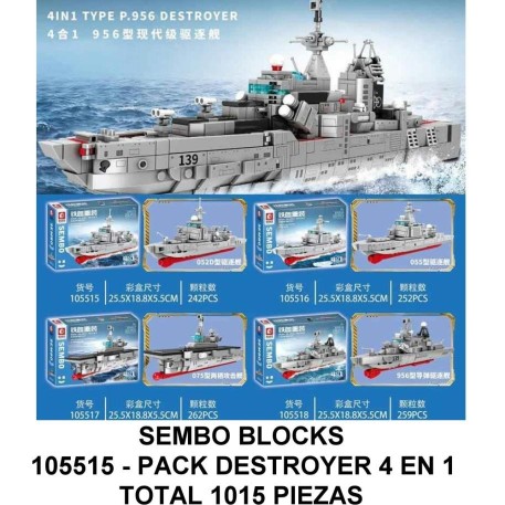 BUQUES DE GUERRA 4 EN 1 - TOTAL 1015 PIEZAS - PRECIO X MODELO -  E3