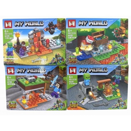 MINECRAFT 4 EN 1 - TOTAL 330 PIEZAS - F4